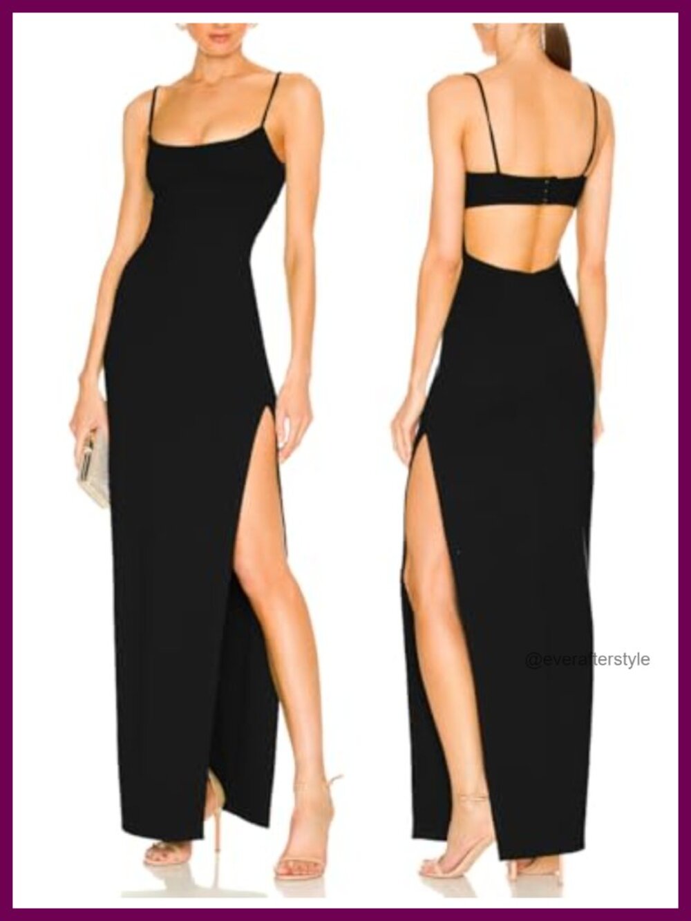 Backless Bodycon Maxi Dress Square Neck Side Slit Formal Party Dress